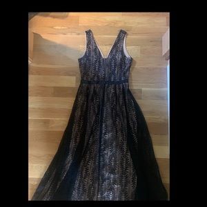 Long black and blush pink dress